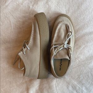 SeaVees Suede Chukka Platform Moccasins in Light Tan